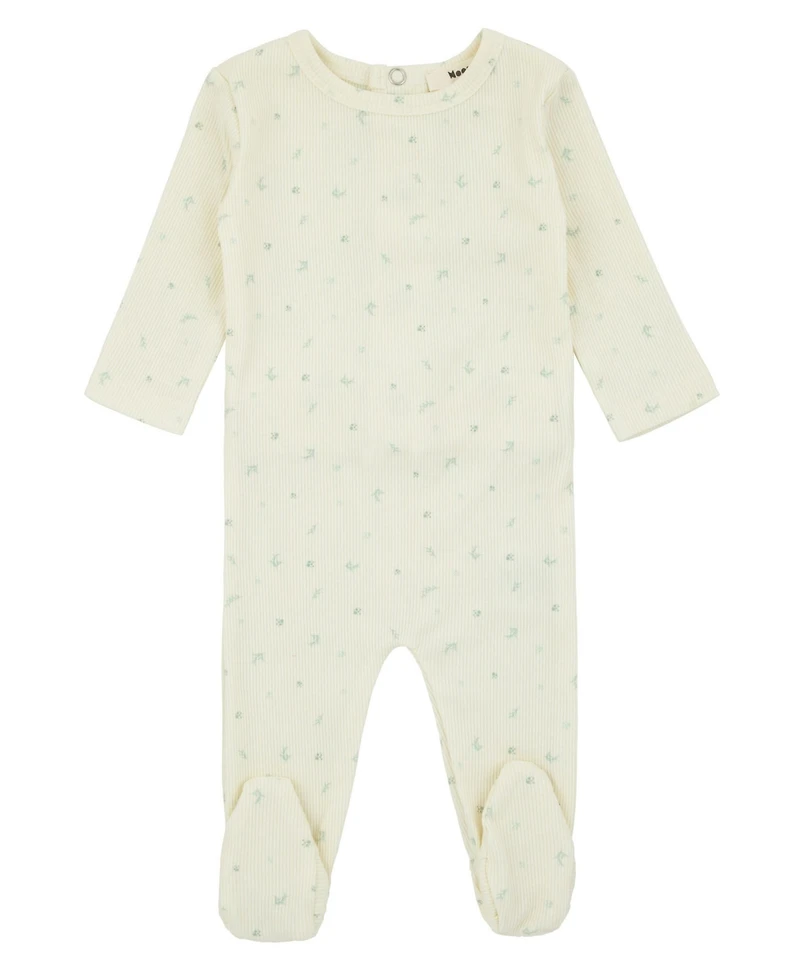 NoggiWear Kids Ribbed Floral Footed Pajamas