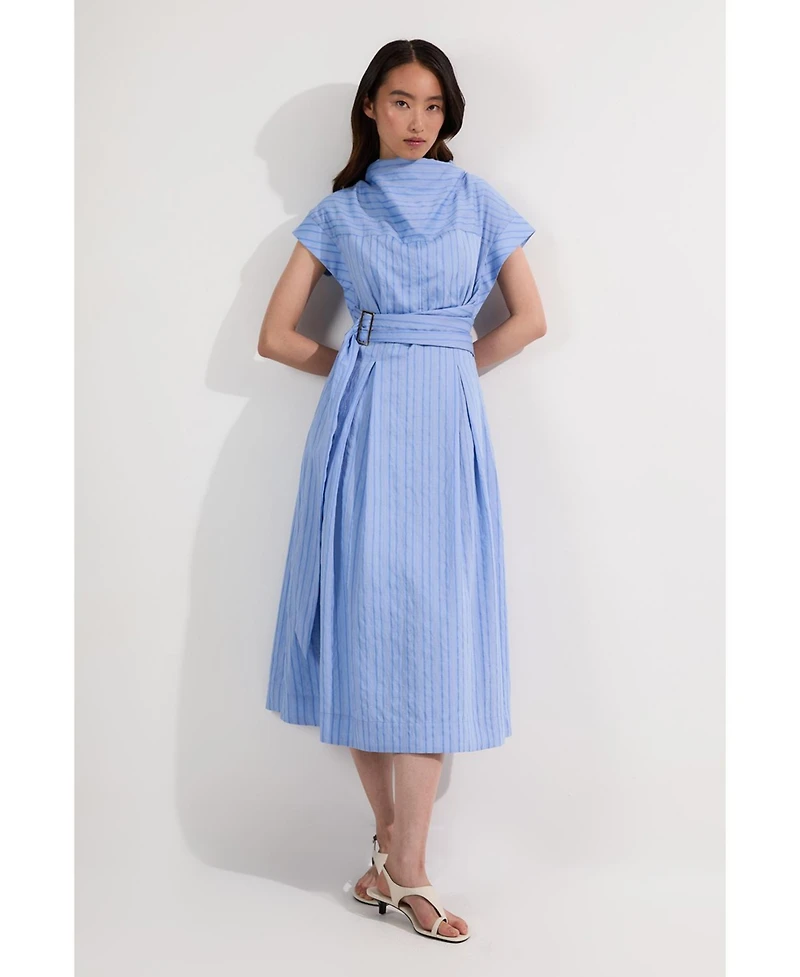 Karen Millen Women's Belted Woven Midi Shirt Dress