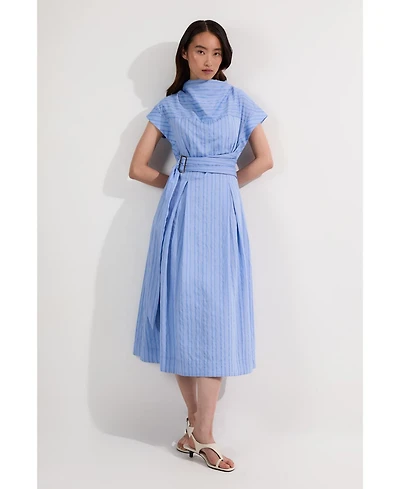Karen Millen Women's Belted Woven Midi Shirt Dress