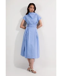 Karen Millen Women's Belted Woven Midi Shirt Dress