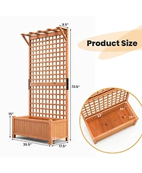 Gymax Wooden Planter Raised Garden Bed w/ Planter Box & Trellis Indoor & Outdoor