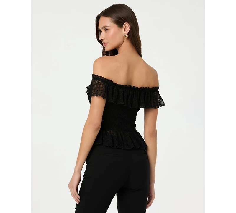 Astr the Label Women's Off-The-Shoulder Lace Ruffle Top