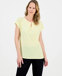 Kasper Women's Diamond-Neck Short-Sleeve Blouse, Regular & Petite