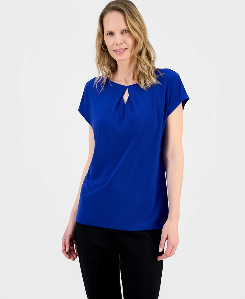 Kasper Women's Diamond-Neck Short-Sleeve Blouse