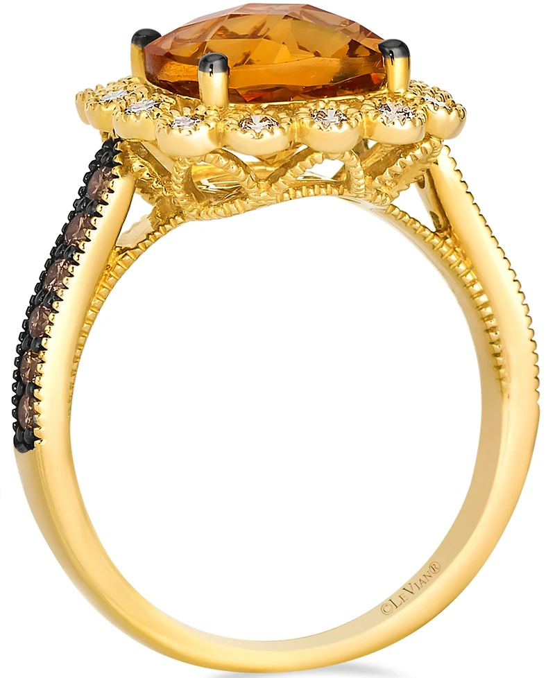 Le Vian Citrine (3 ct. t.w.), Nude Diamond (25 ct. t.w.) and Chocolate Diamond Ring (.27 ct. t.w.) in 14K Honey Gold