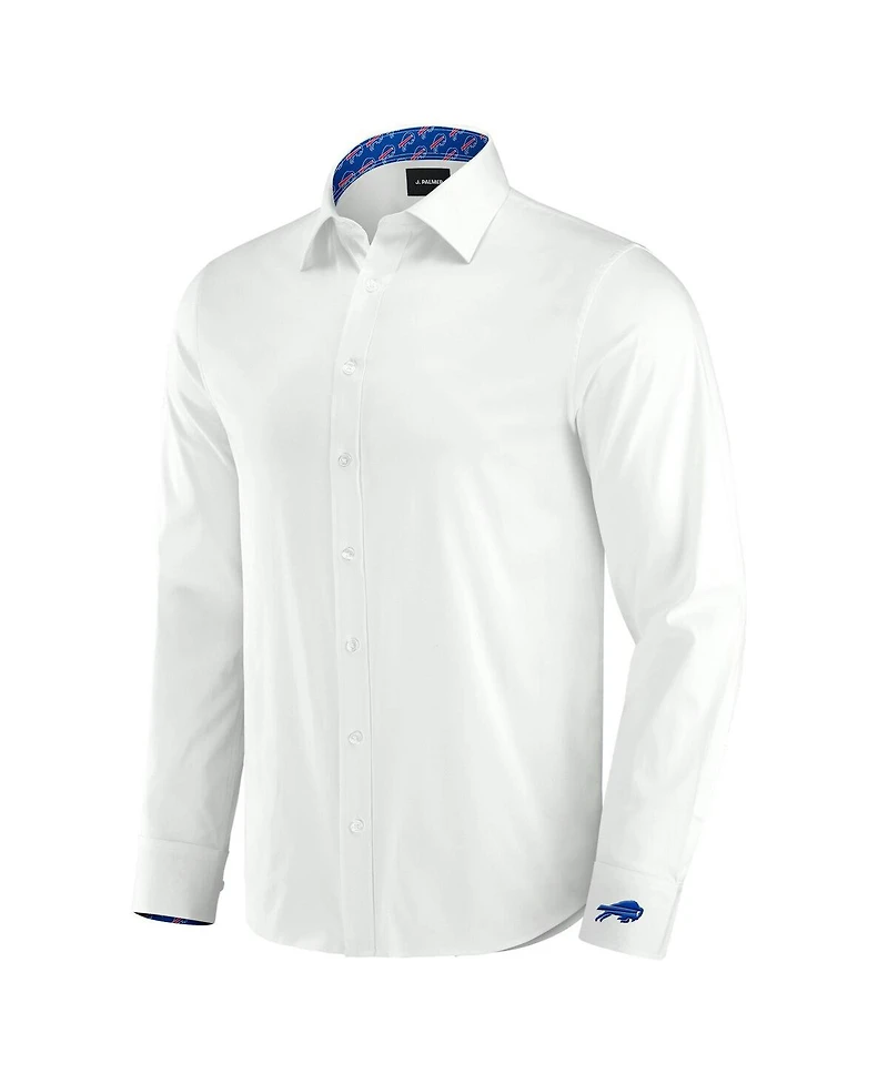 J. Palmer Men's White Buffalo Bills Man-In-Motion Long Sleeve Button-Up Dress Shirt