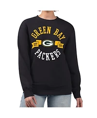 G-iii 4Her by Carl Banks Women's Black Green Bay Packers Large Team Graphic Fleece Pullover Sweatshirt