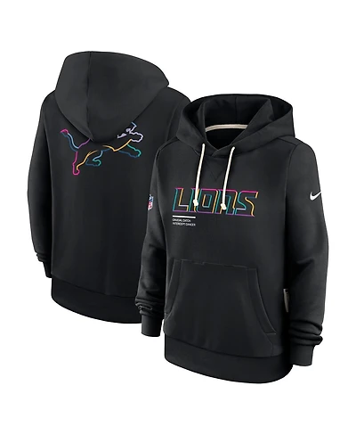 Nike Women's Black Detroit Lions 2025 Nfl Crucial Catch Sideline Standard Issue Dri-fit Hoodie