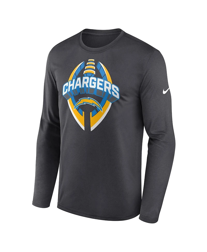 Nike Men's Anthracite Los Angeles Chargers Primetime Legend Icon Performance Long Sleeve T-Shirt