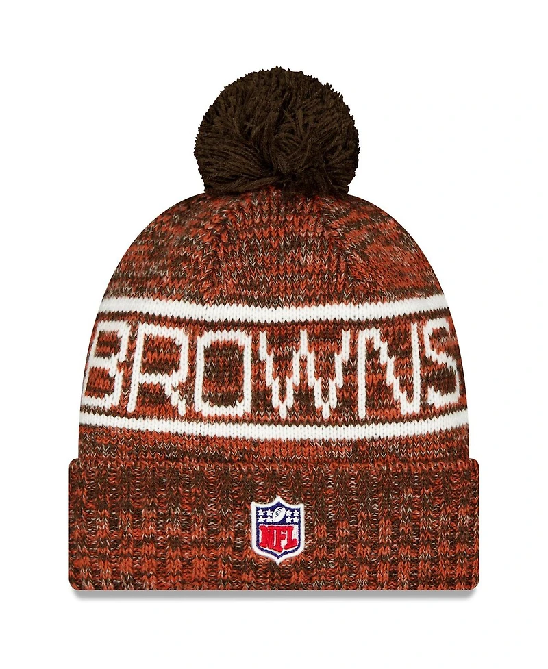 New Era Men's Orange Cleveland Browns 2025 Sideline Cold Weather Cuffed Knit with Pom Hat