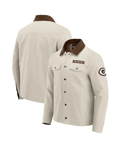 Darius Rucker Collection by Fanatics Men's Tan Green Bay Packers Midweight Canvas Full-Button Jacket