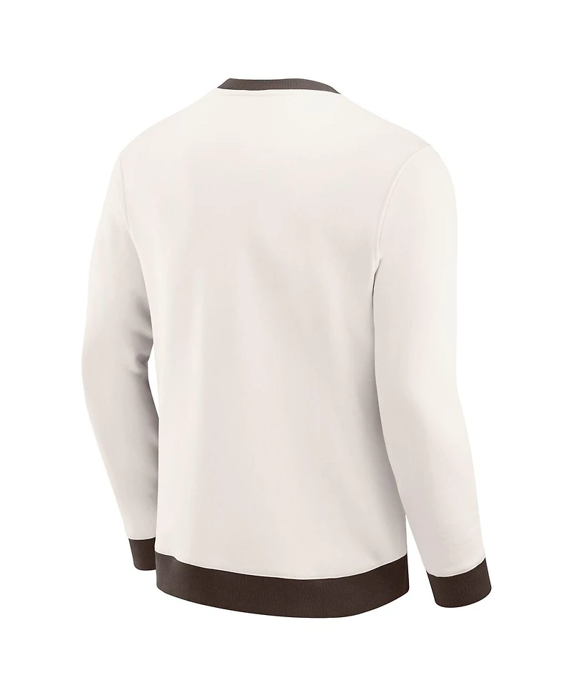 Darius Rucker Collection by Fanatics Men's Cream Cleveland Browns Color Block Crewneck Sweatshirt