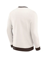 Darius Rucker Collection by Fanatics Men's Cream Cleveland Browns Color Block Crewneck Sweatshirt