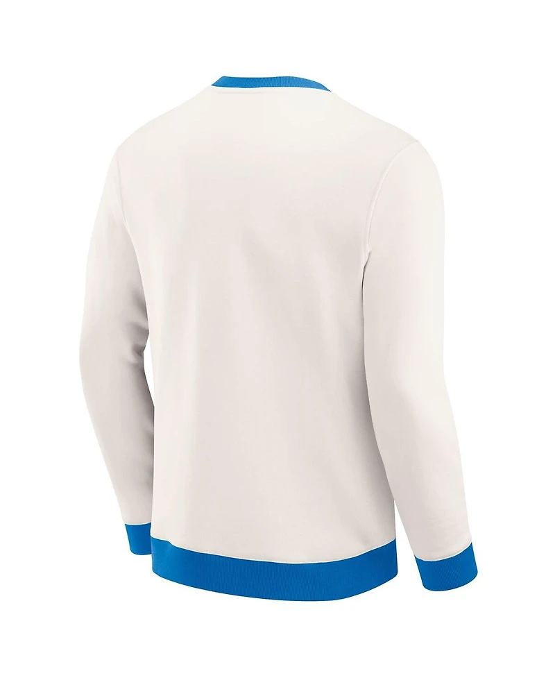 Darius Rucker Collection by Fanatics Men's Cream Detroit Lions Color Block Crewneck Sweatshirt