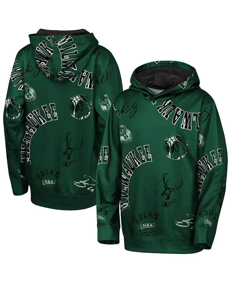 Outerstuff Big Boys and Girls Hunter Green Milwaukee Bucks Moving Violation Hoodie