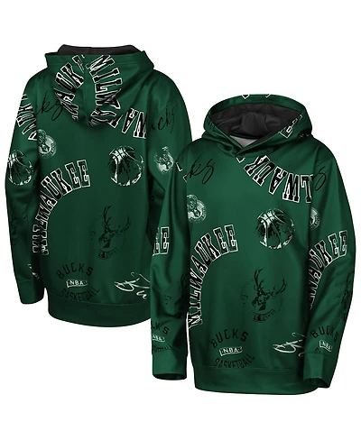 Outerstuff Big Boys and Girls Hunter Green Milwaukee Bucks Moving Violation Hoodie