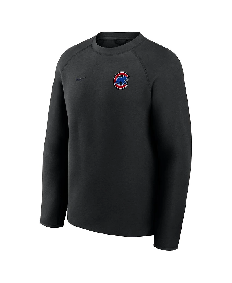 Nike Men's Black Chicago Cubs Tech Fleece Raglan Sweatshirt