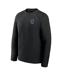 Nike Men's Black Chicago Cubs Tech Fleece Raglan Sweatshirt