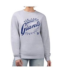 G-iii 4Her by Carl Banks Women's Gray New York Giants Distressed Graphics Fleece Pullover Sweatshirt