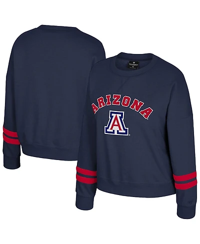 Colosseum Women's Navy Arizona Wildcats Splashy Crewneck Fleece Sweatshirt