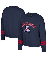 Colosseum Women's Navy Arizona Wildcats Splashy Crewneck Fleece Sweatshirt