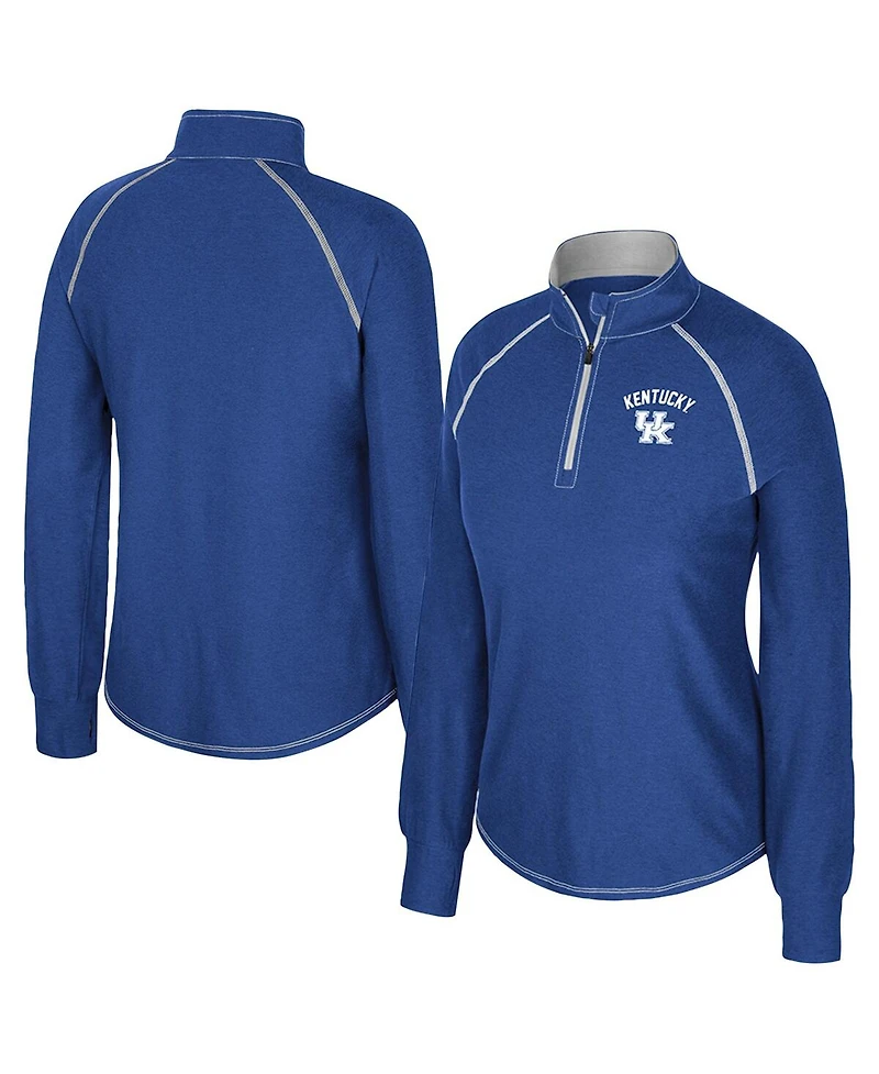 Colosseum Women's Royal Kentucky Wildcats Bikram Raglan Quarter-Zip Sweatshirt
