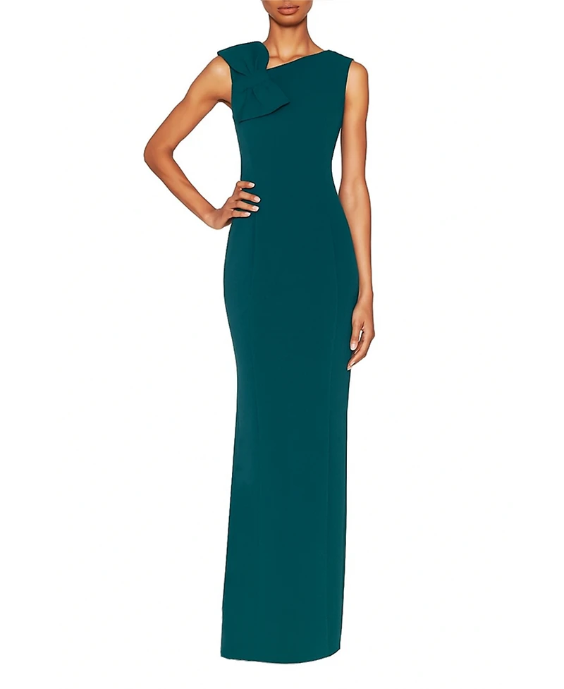 White Tie by Shani Women's Asymmetric Scuba Crepe Gown