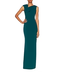White Tie by Shani Women's Asymmetric Scuba Crepe Gown