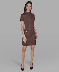 Karl Lagerfeld Paris Women's Mock Neck Pocket Dress