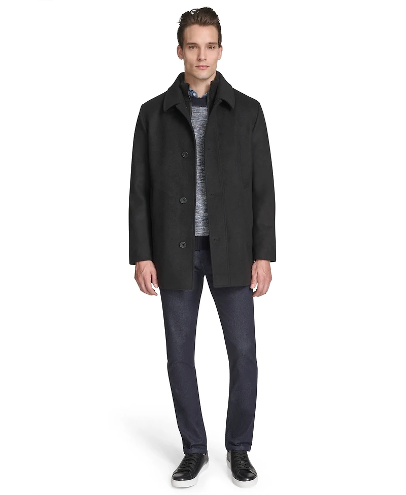 Kenneth Cole Men's Stand-Collar Zip-Bib Button Car Coat