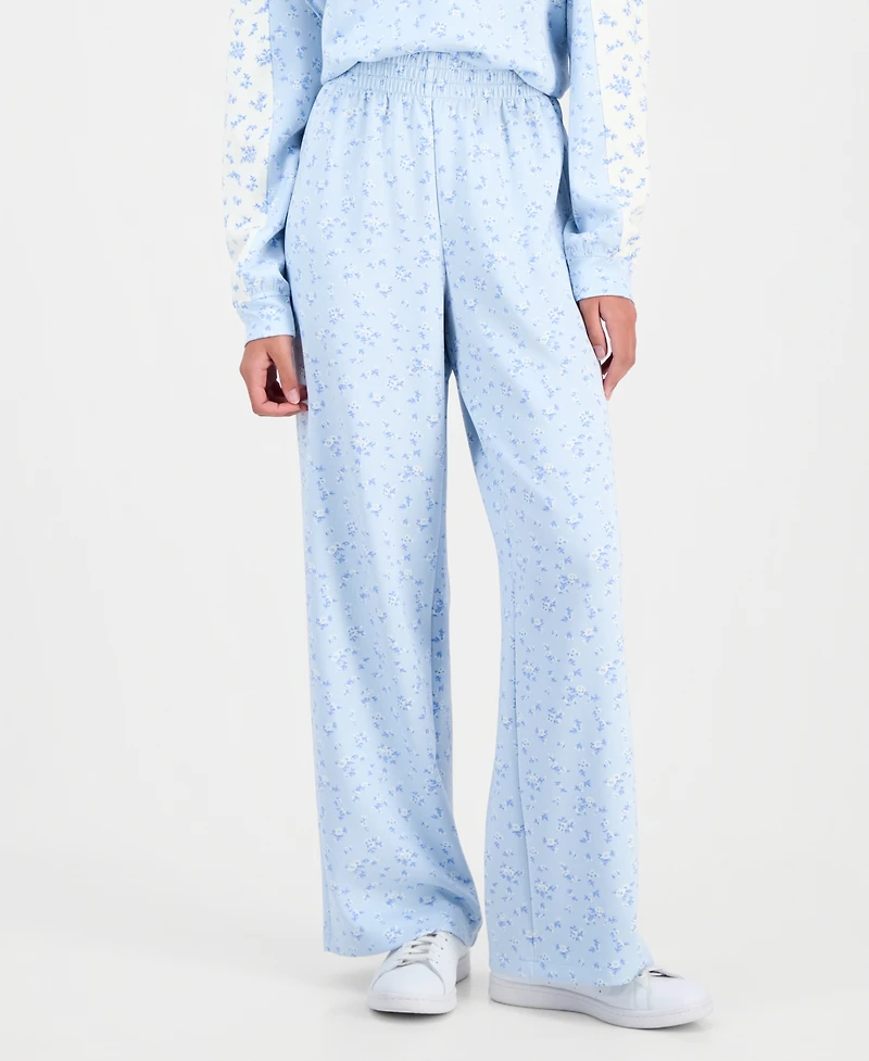 Tinseltown Juniors' High-Rise Wide-Leg Scuba Pants