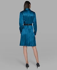 Karl Lagerfeld Paris Women's Collared Belted Shirt Dress