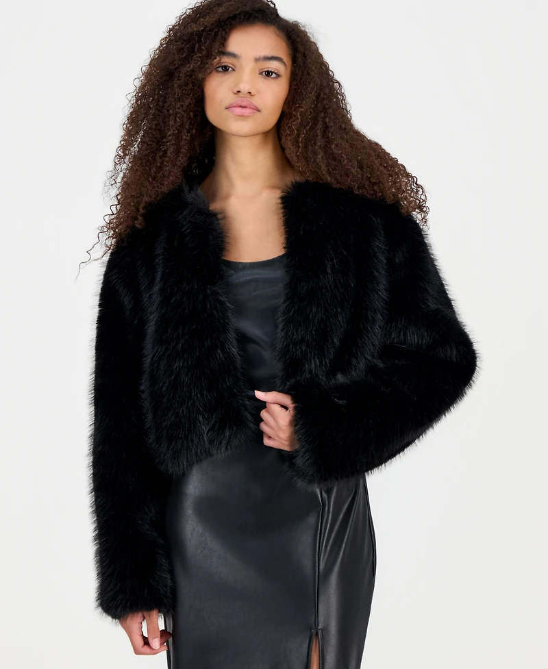 Blank Nyc Faux Fur Women's Collarless Jacket
