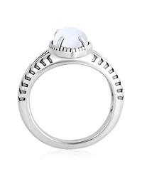 American West Jewelry Sterling Silver White Agate Marquise Split Shank Ring, Size