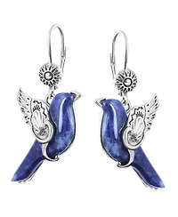 American West Jewelry Sterling Silver Sodalite Spirit Bird Lever Back Earrings