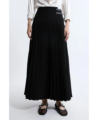 Karen Millen Women's Buckle Detailed Maxi Skirt