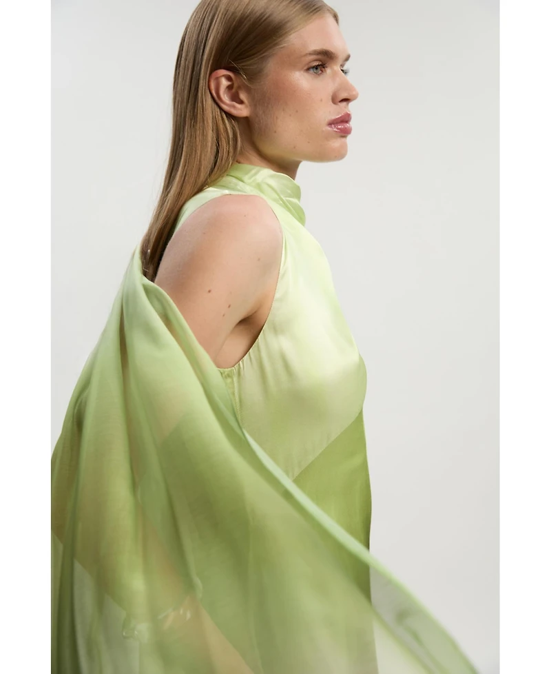 Karen Millen Women's Ombre Satin Cape Midi Dress