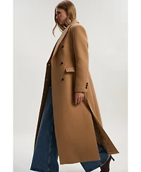 Karen Millen Women's Wool Double Breasted Tailored Maxi Coat