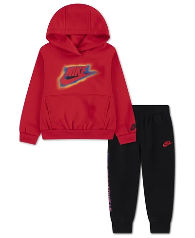 Nike Boys Toddler 2T-4T 2-Piece Sportswear Glow With Me Lightweight Fleece Hoodie and Pants Set