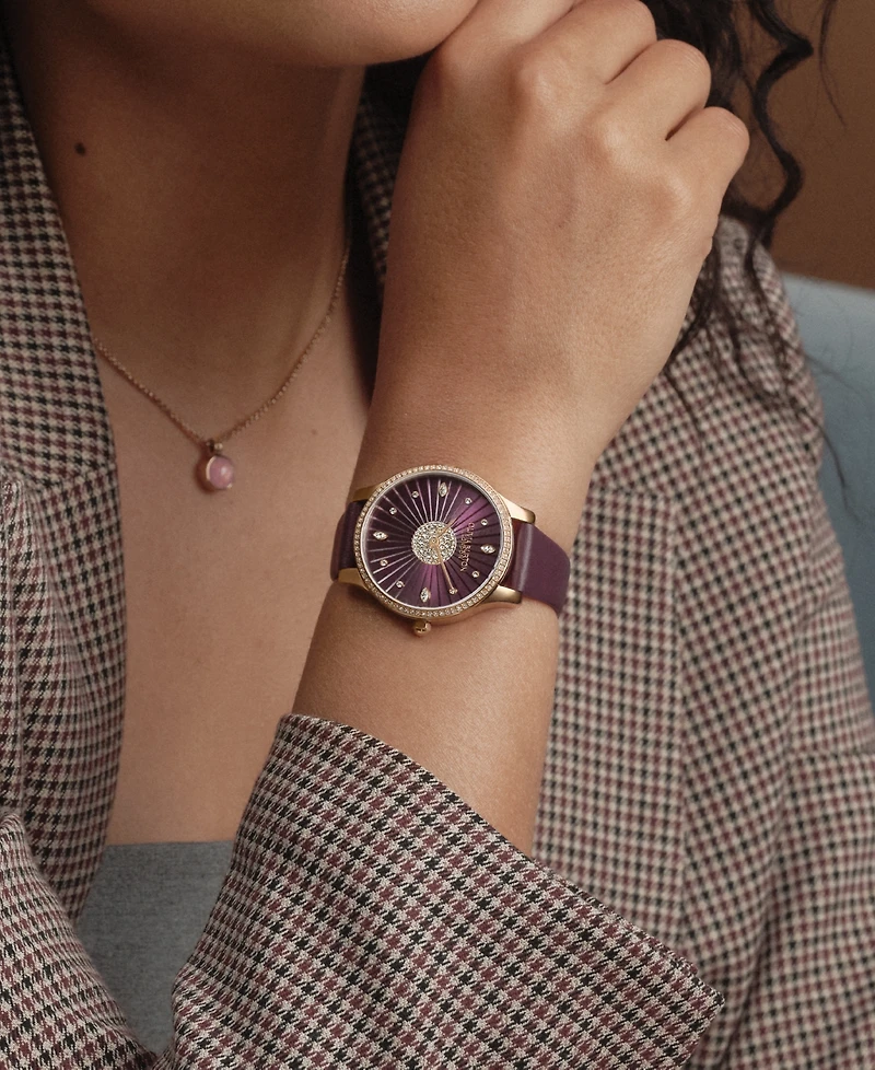 Olivia Burton Women's Beaulieu Cherry Leather Strap Watch, 36mm