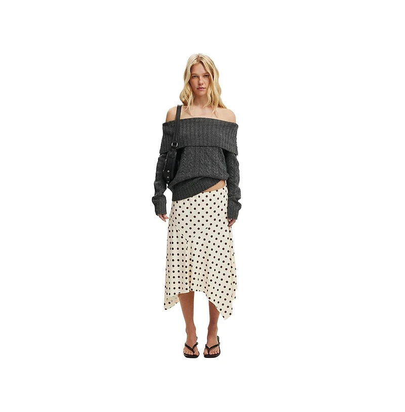 Cotton On Women's Fluffy Cable Off Shoulder Knit