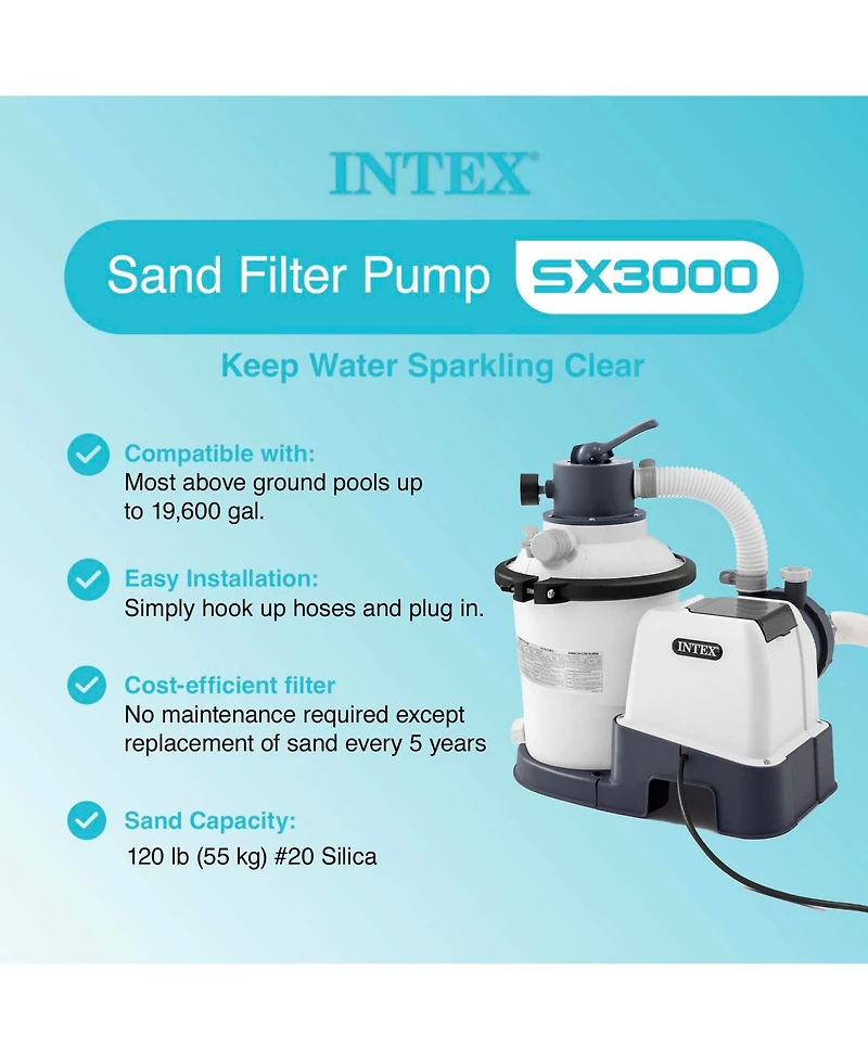 Intex 3000 Gph Above Ground Pool Sand Filter Pump w/ 1.5 Inch Pump Hose (2 Pack)