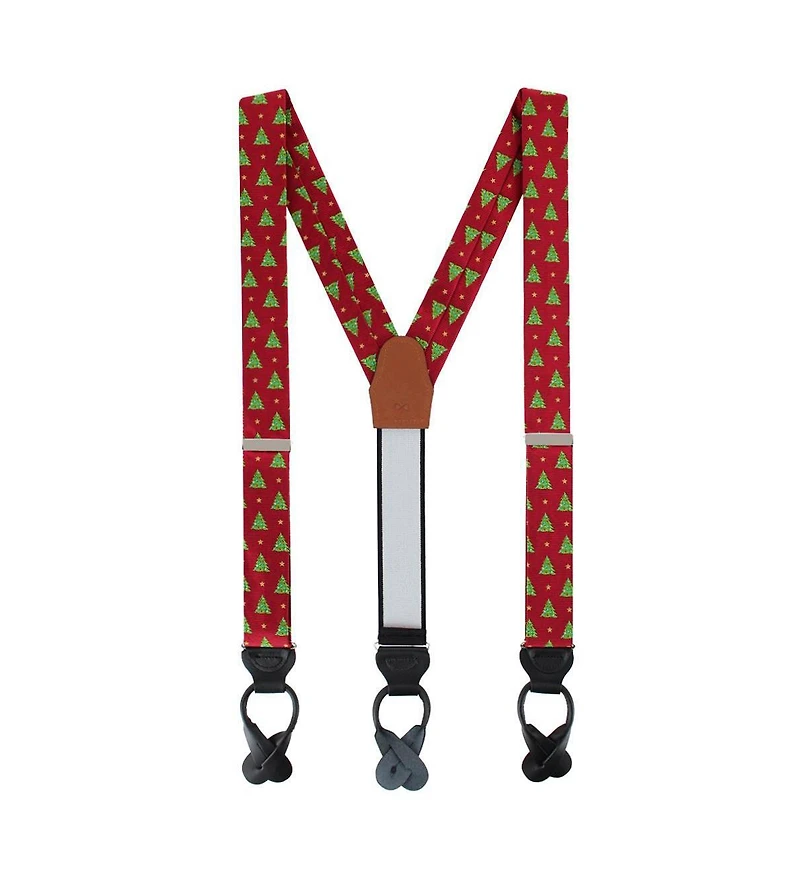 Trafalgar Men's Oh Christmas Tree Novelty Silk Button End Suspenders