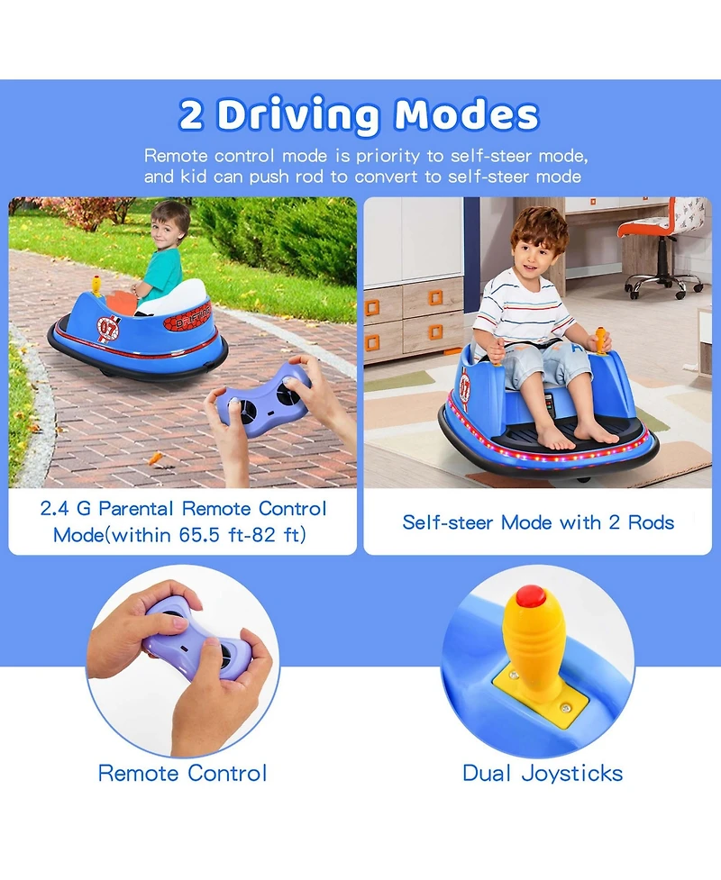 Costway 12V Vehicle 360° Spin Race Toy Kids Ride On Bumper Car with Remote Control
