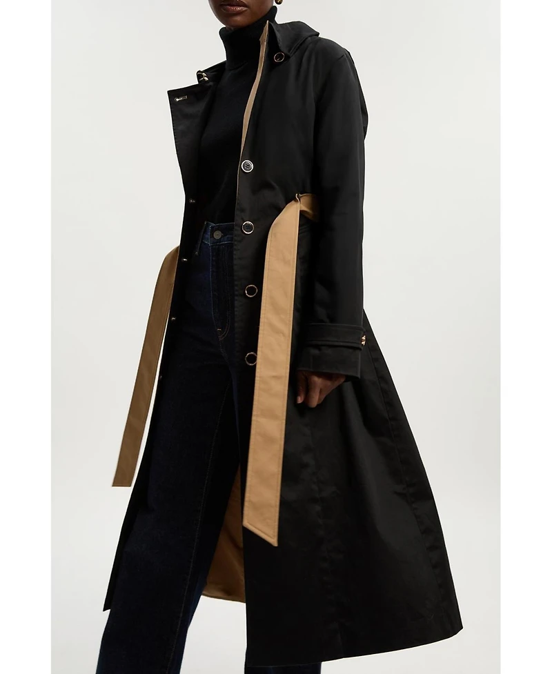 Karen Millen Women's Color Block Belted Tailored Trench Coat