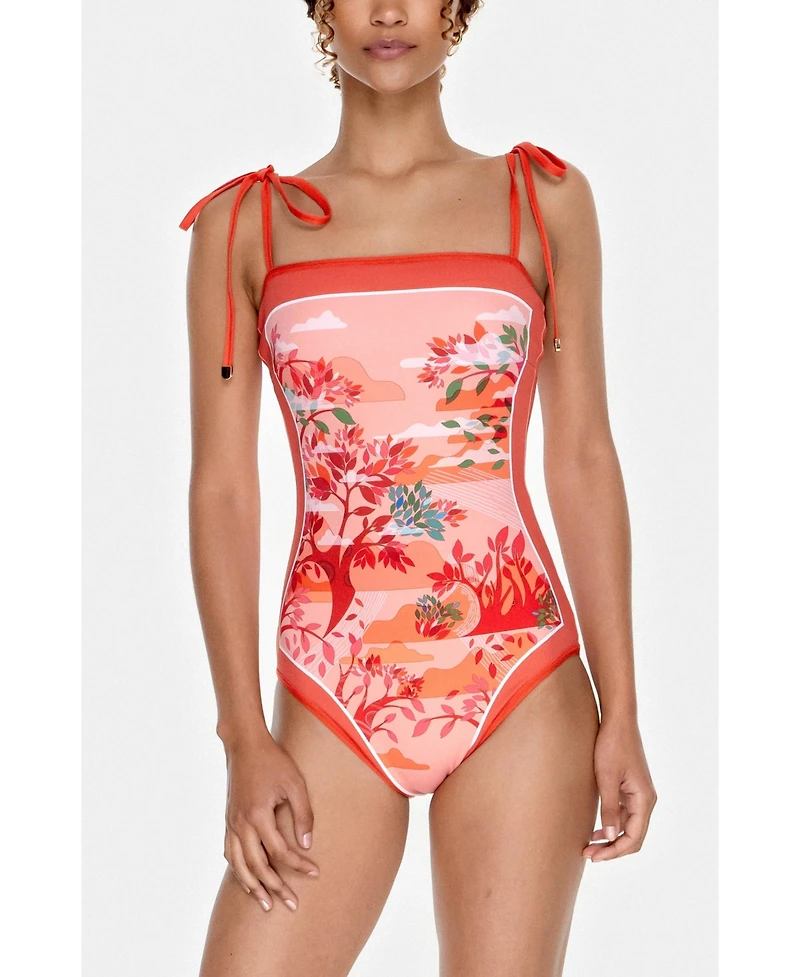 Jessie Zhao New York Women's Crossing Red Reversible One-Piece Swimsuit