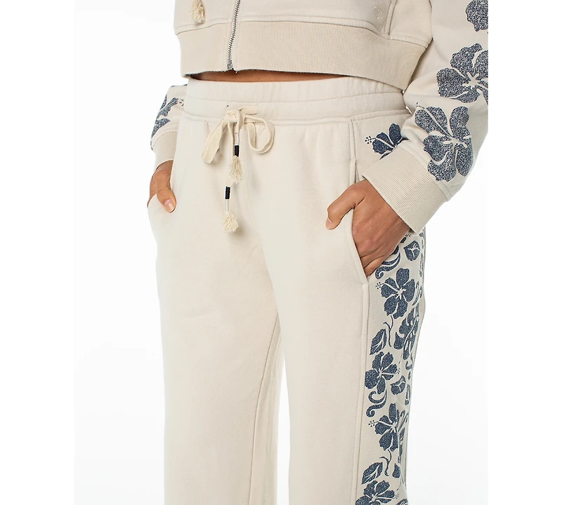 Roxy Juniors' Fringing Reefs Graphic Wide-Leg Sweatpants