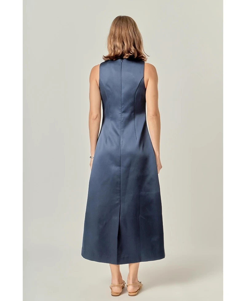 English Factory Women's Satin Sleeveless Midi Dress