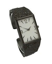 Olivia Pratt Gunmetal Textured Metallic Bangle Watch