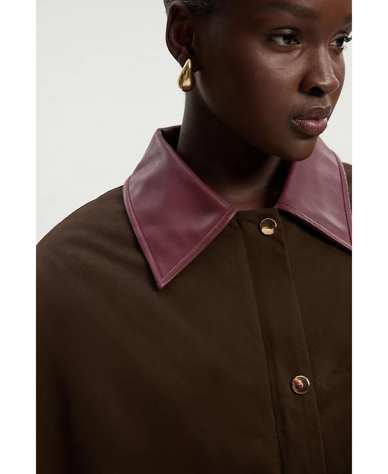 Karen Millen Quilted Contrast Collar Barn Jacket